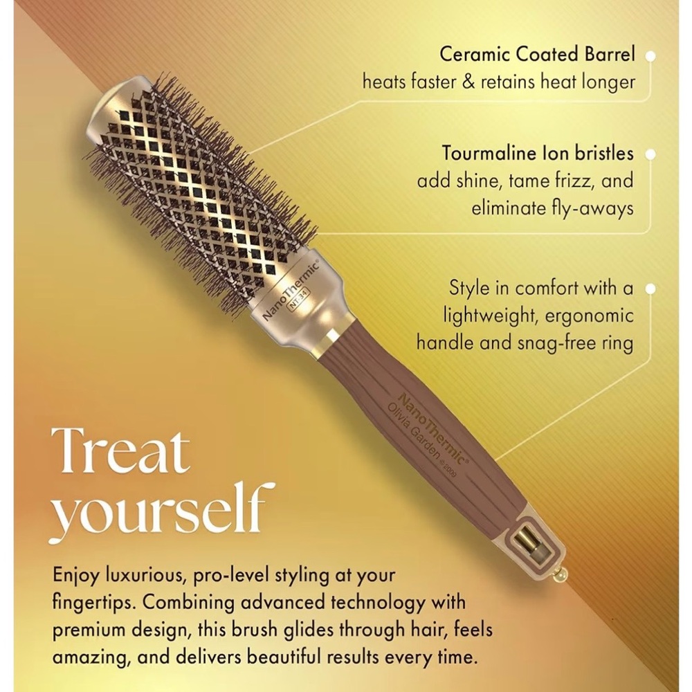 Olivia Garden 1 1/4 NanoThermic PowerGrip Thermal Round Hair Brush Ceramic